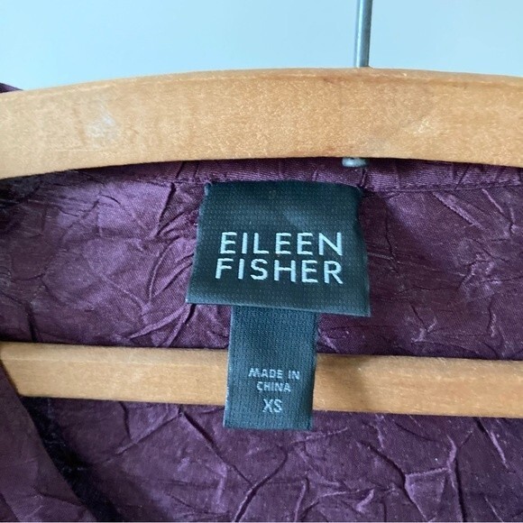 EILEEN FISHER Maroon Knotted Button Textured Coat XS - Picture 2 of 6